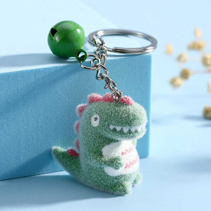 3D Flocking Polar Bear Keychain Cartoon Plush Animal Keyring Bag Pendant Car Key Holder Earphone Charm DIY Jewelry Accessor