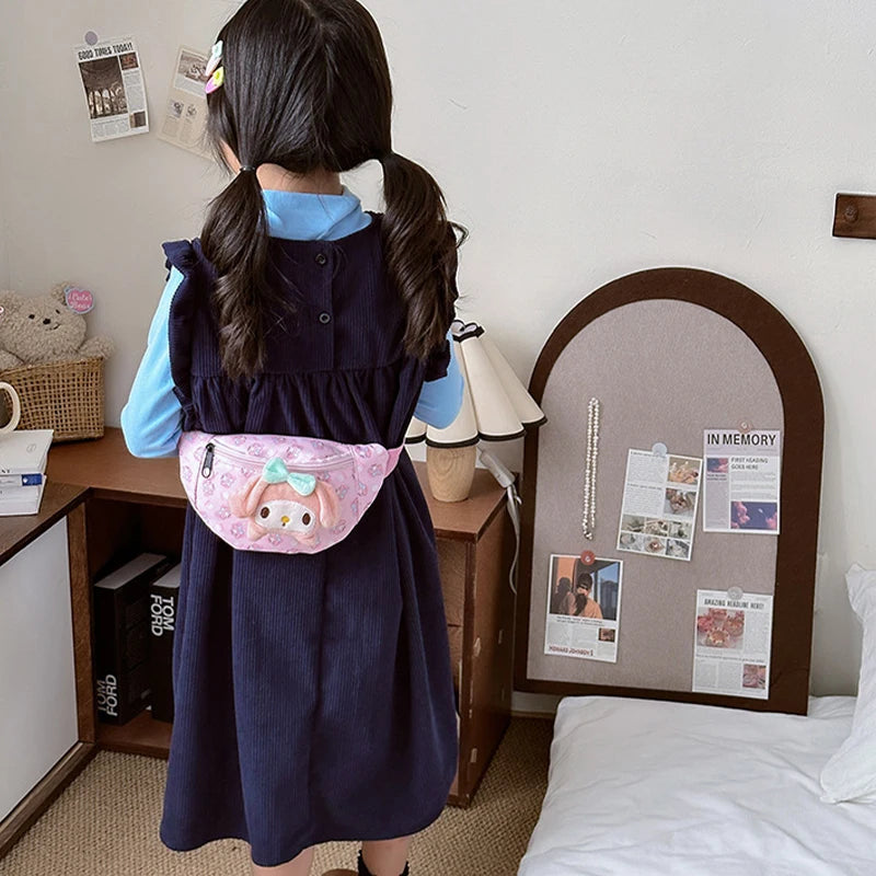 Kawaii Sanrio Cinnamoroll Chest Backpack Hello Kitty Kuromi Messenger Bag My Melody Waist Pack Mobile Phone Bag Purses Kid Gift