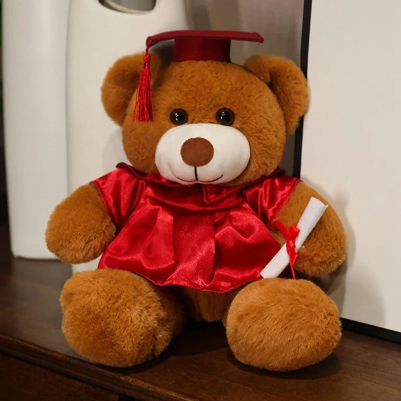 33cm High Quality Cute Graduate Dr. Bear Plush Toy Stuffed Teddy Bear Kawaii Toys for Kids Student Funny Graduation Gift