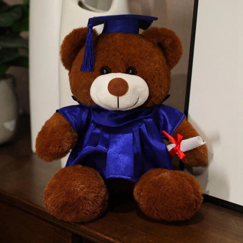 33cm High Quality Cute Graduate Dr. Bear Plush Toy Stuffed Teddy Bear Kawaii Toys for Kids Student Funny Graduation Gift