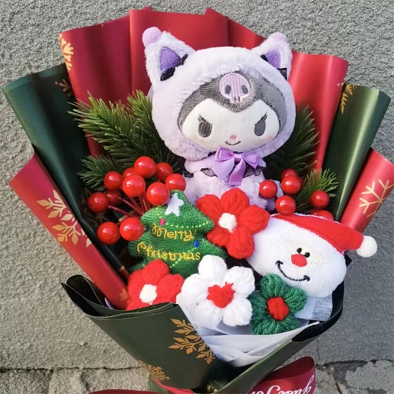 Anime Christmas Kuromi My Melody Cinnamoroll Hello Kitty Plush Doll Toy Cartoon  Bouquet Woman Valentine's Day Girls Gifts