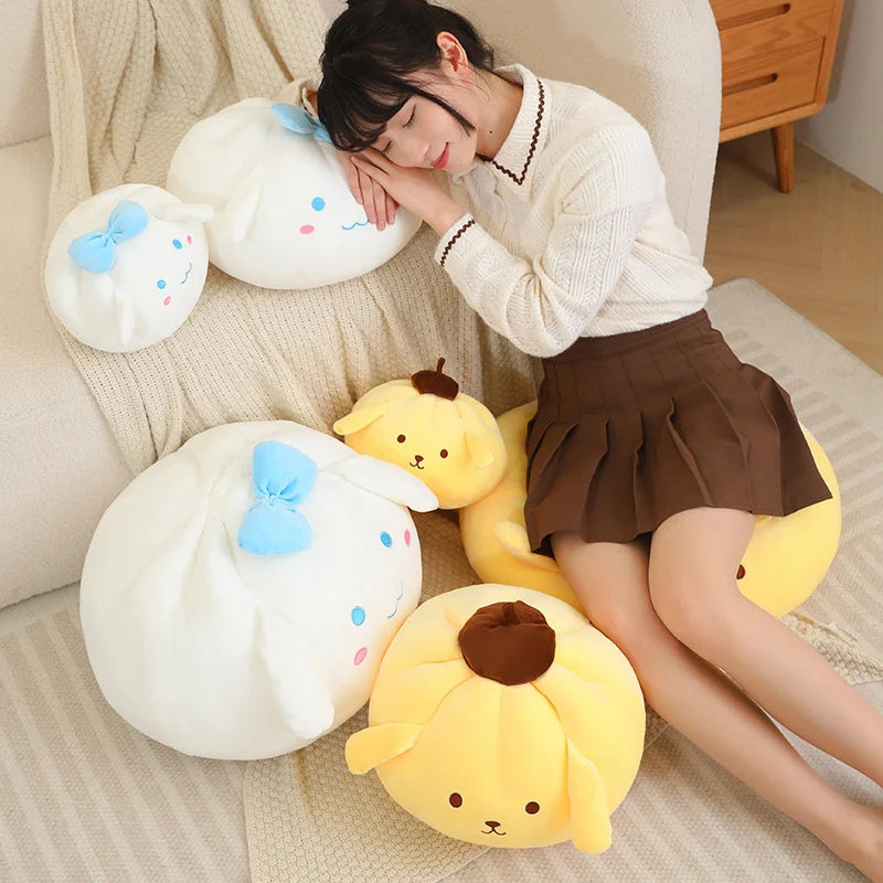 20/30/40cm Sanrio Plush Toys Kawaii Round Cinnamoroll Pom Pom Purin Plush Pillow Cute Chubby Sofa Cushion Soft Sleeping Pillow