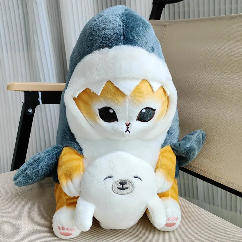 20cm Cute Shark Cat Fried Shrimp Cat Plush Doll Pendant Doll Beautiful Room Car Bag Decoration Pendant Opening Holiday Gift