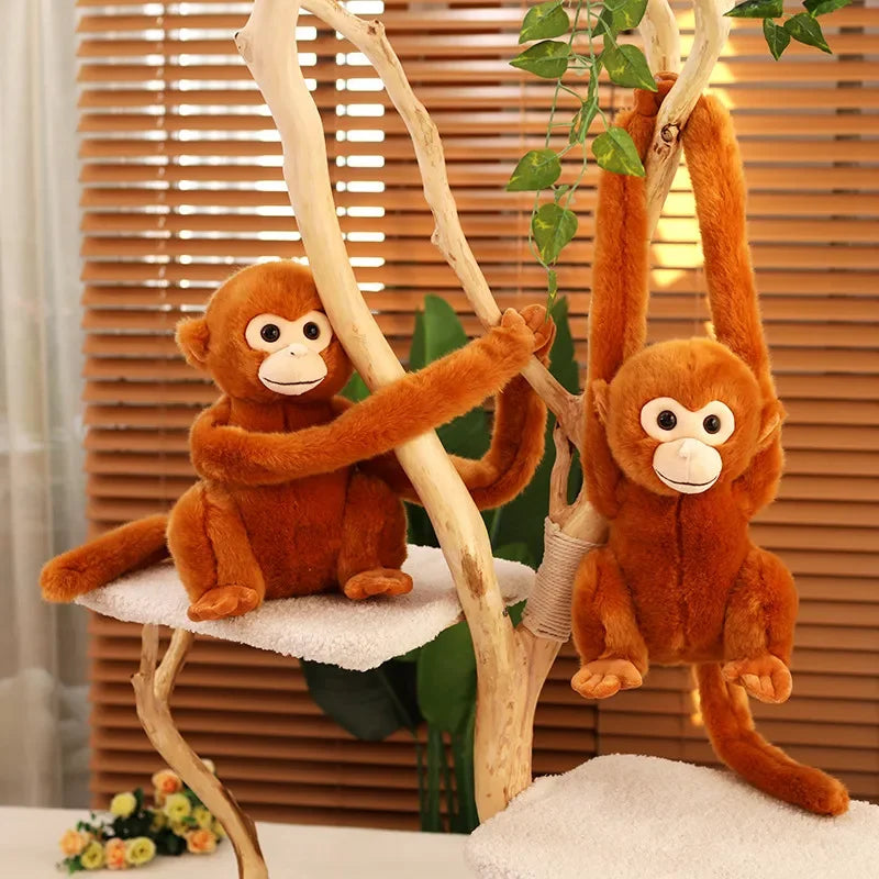 Simulation Cute Monkey Plush Toy Golden Monkey Doll Long Arm Monkey High-end Curtain Bundled Ornaments Stuffed Toys Home Decor