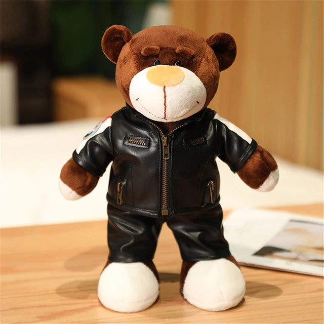 Funny Cool Creative Helmet Teddy Bear Motorcycle Doll Locomotive Bear Plush Toys Motorcycle Racing Christmas Decor Gift