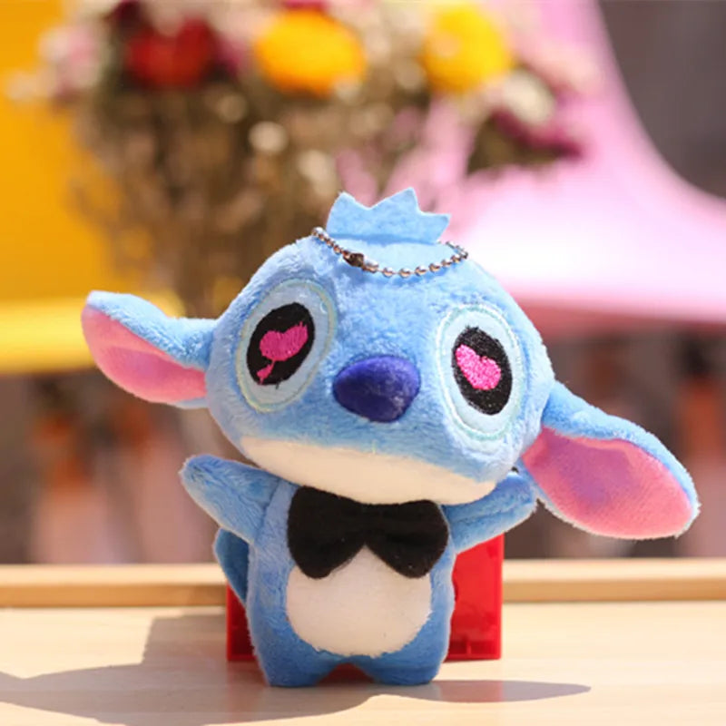 Disney Lilo and Stitch Plush Doll Keychains Stitch Soft Stuffed Toys Cartoon Bouquet Accessories Pendant Wedding Decoration Gift