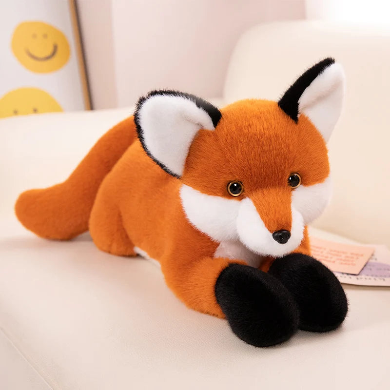 45/65/90CM Furry Fox Plush Toys Lying White Orange Fox Soft Pillow Stuffed Doll Cute Sofa Cushion