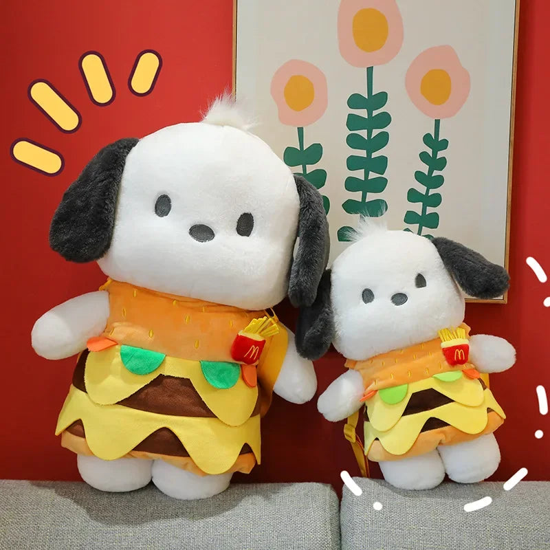 Burger Pochacco Plush Doll Toy Undressable Pacha Doll White Puppy Dog Doll Girls Sleeping Pillow Cuddle Birthday Gift Toy