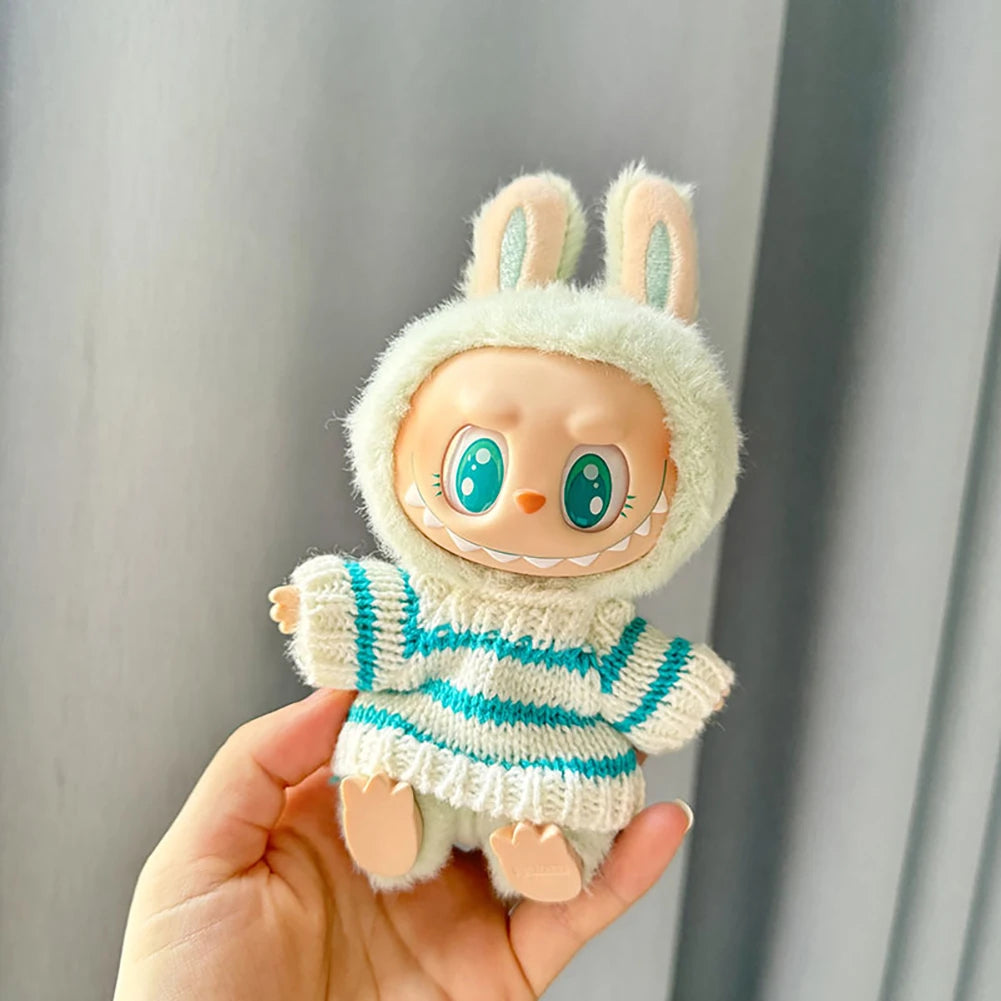 Mini Plush Doll'S Clothes Outfit Accessories For Korea Kpop Exo Labubu Idol V2 sitting party Love sweater hat set Clothing Gift