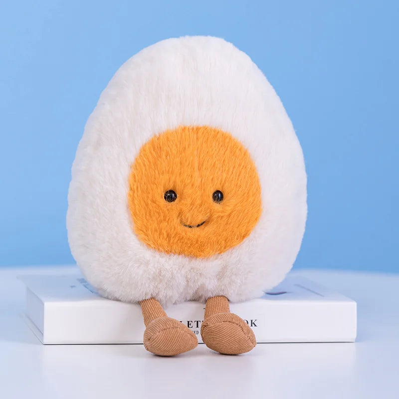 Furry Kawaii Soft Boiled Egg Plush Cuddly Plushies Doll Stuffed Food Long Plush Different Emotions Toys Home Decor Kids Gift