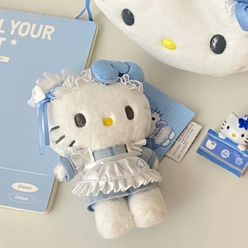 Sanrio Plush Doll Blue Fantasy Hello Kitty Car Keychain Cute Girly Heart School Bag Pendant Anime Peripheral Couple Holiday Gift