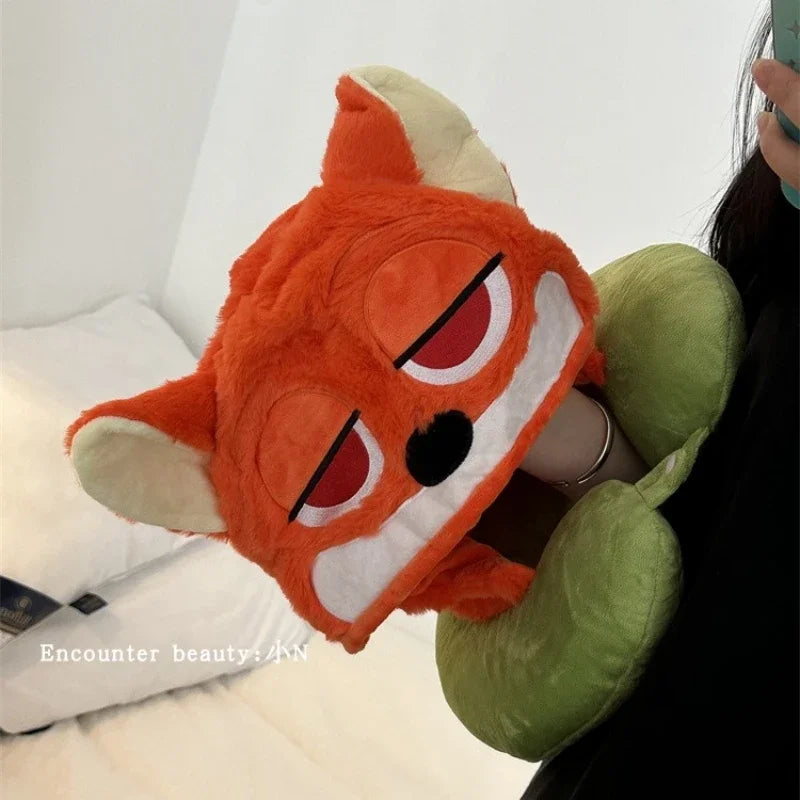 Disney Zootopia U-shaped Hooded Neck Pillow Nick Fox Blackout Travel Pillow With Hat Comfortable Nap Pillow Office Airplane Girl