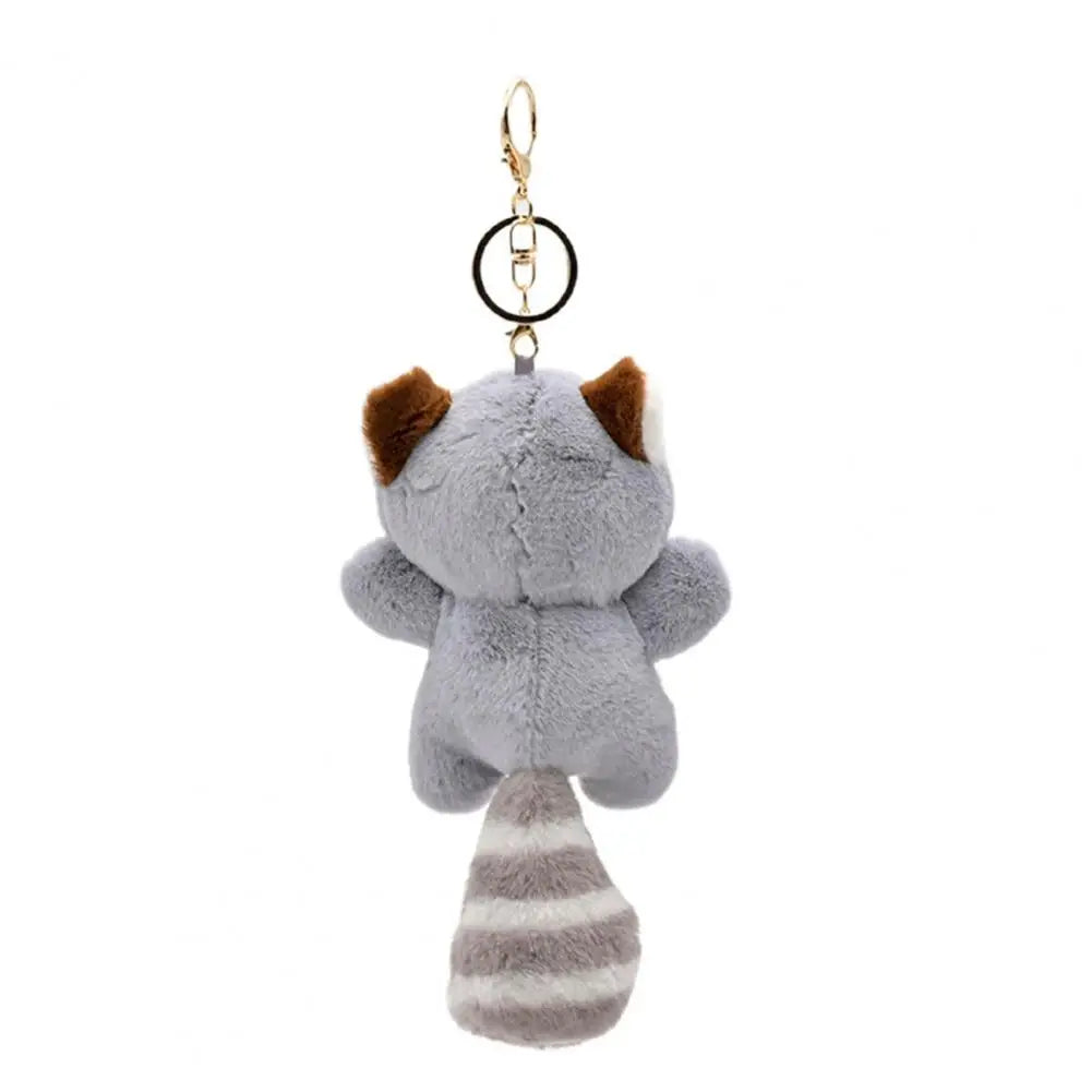 Keychain Pendant Bag Accessories Adorable Raccoon Keychain 3d Eyes Long Tail Plush Doll for Girls' Backpack Decoration Soft