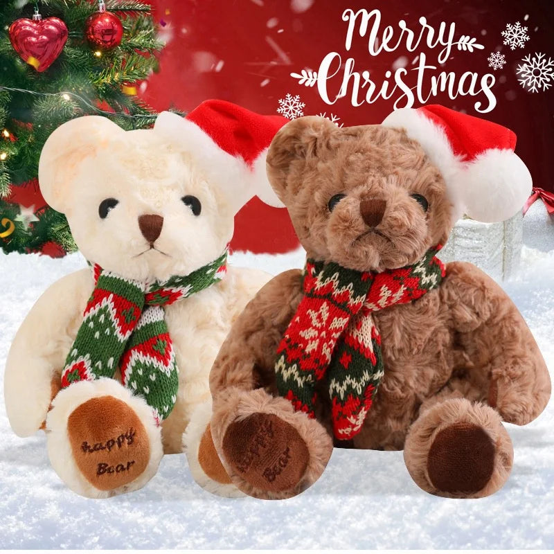 1pc 20cm Christmas Teddy Bear Dressing Up Soft Stuffed Animals Bear Plush Toys Doll For Kids Girlfriends Birthday Elegant Gift