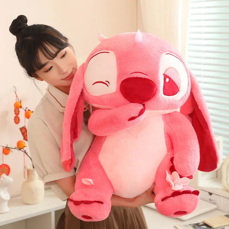 Big Size Pink Wink Stitch Plush Toy Kawaii Stuffed Anime Cuddly Pillow Soft Plushies Throw Pillow Cartoon Doll Xmas Gifts Girl