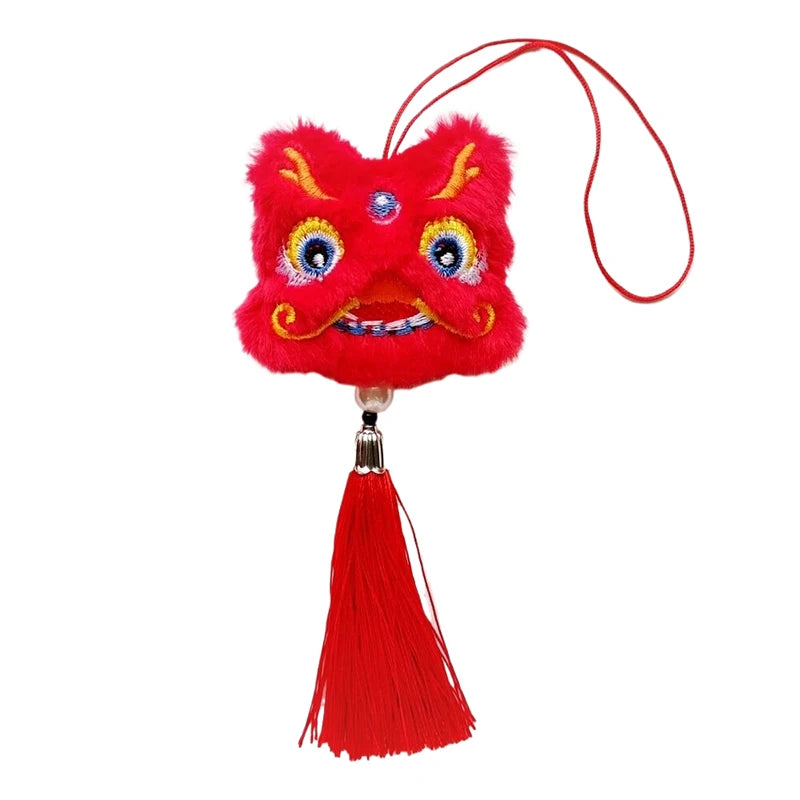 1PCS Chinese Style Festive Plush Lion Dance Tassel Pendant Luggage Hanging Decoration Bag Pendant Accessories