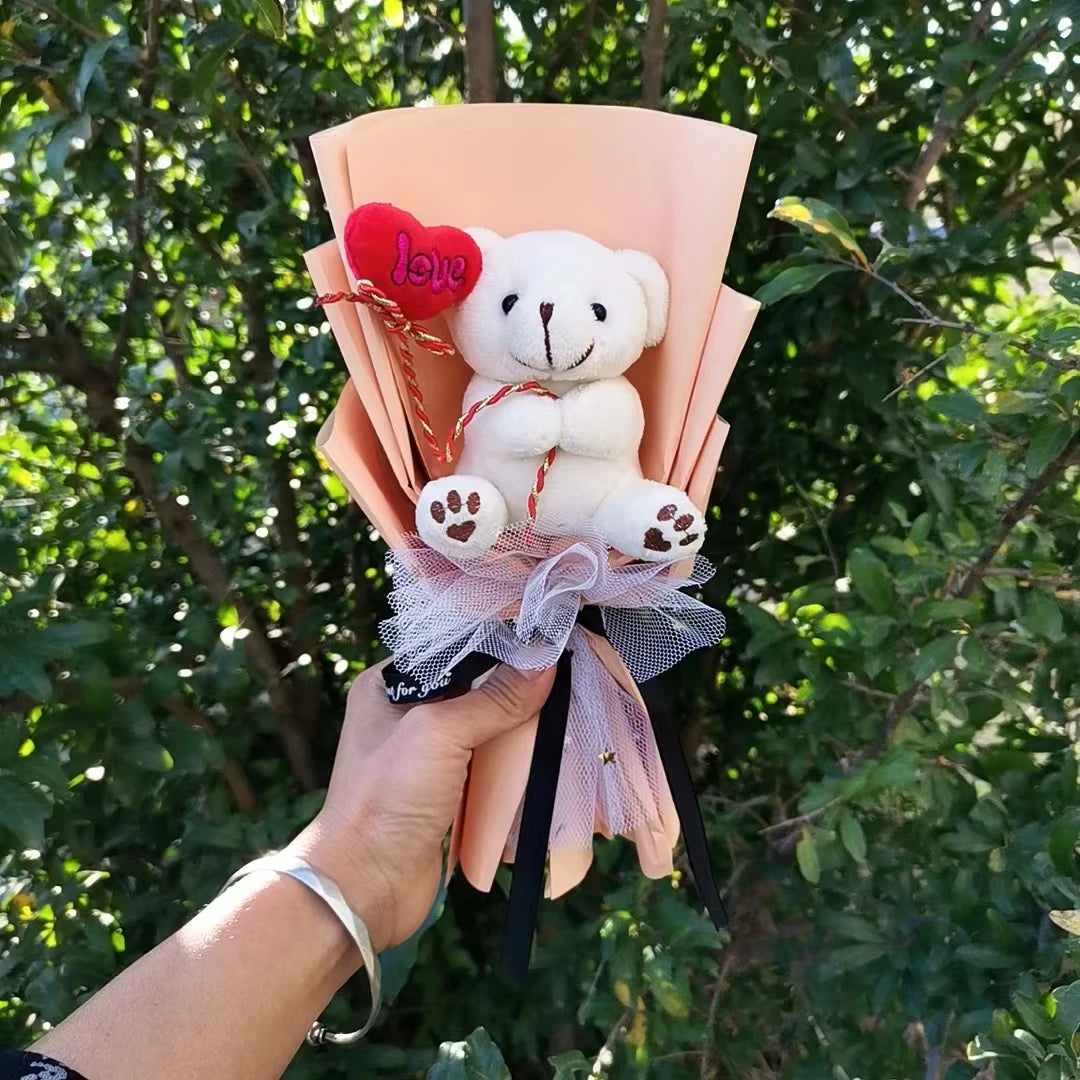 Cute Teddy Bear Plush Graduation Flower Bouquet Stuffed Toy Animal Cartoon Creative Birthday Valentine's Day Christmas Gifts