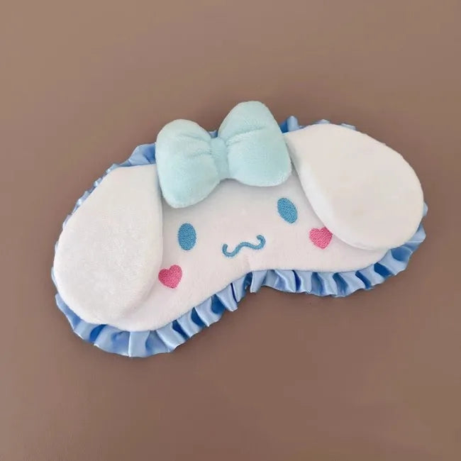 Sanrio Cartoon Blindfold Cute Plush Furbelow Eye Mask Cinnamoroll Kuromi Plush Sleep Blindfolds Apply Eye Protection Pillow