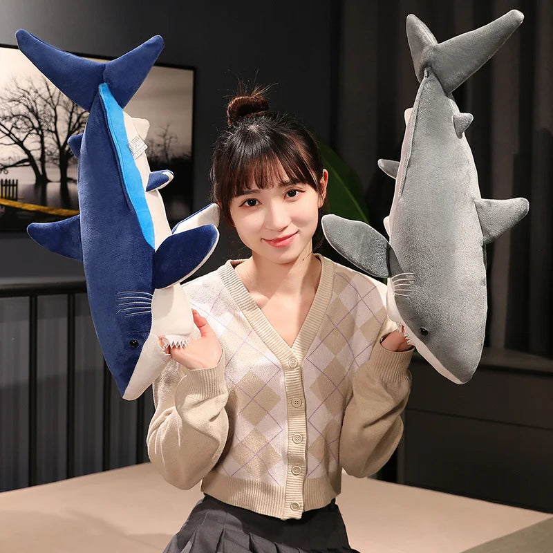 60/90/110cm Cute Shark Plush Toy Soft Stuffed Sleeping Animal Reading Pillow for Birthday Gifts Cushion Doll Gift