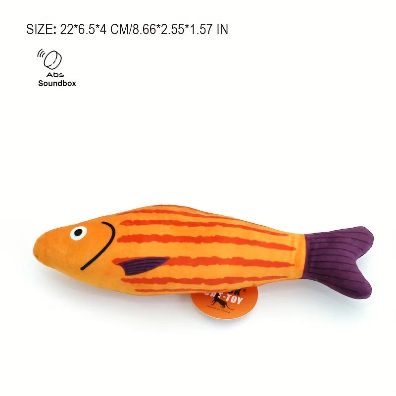 1PC Realistic Fish Cat Toy - Interactive Plush Chew Toy with Sound, Bite-Proof for Cats & Kittens - Stimulates Play