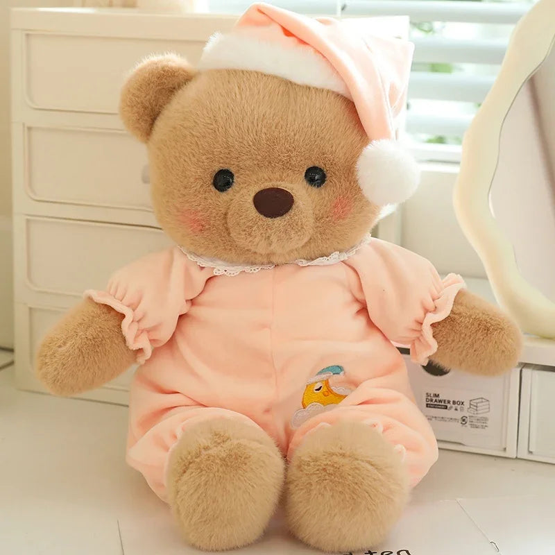 40cm High Quality Kawaii Pajama Bear Plush Doll Pink Blue Pajama Good Night Bear Plush Doll To Accompany Boys And Girls To Sleep