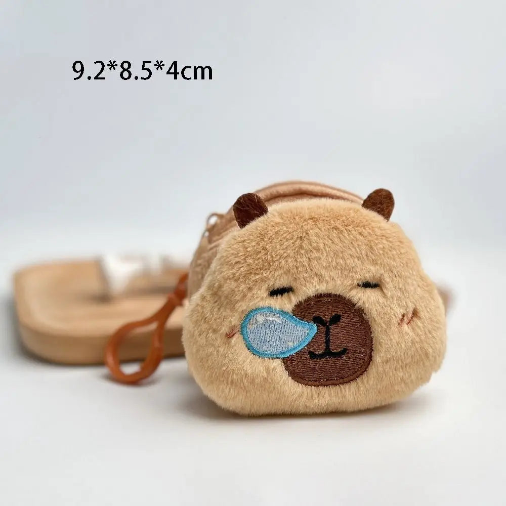 New Creative Capybara Anime Plush Coin Purse Fashion Kawaii Mini Coin Purse Round Cartoon Bags Pendant