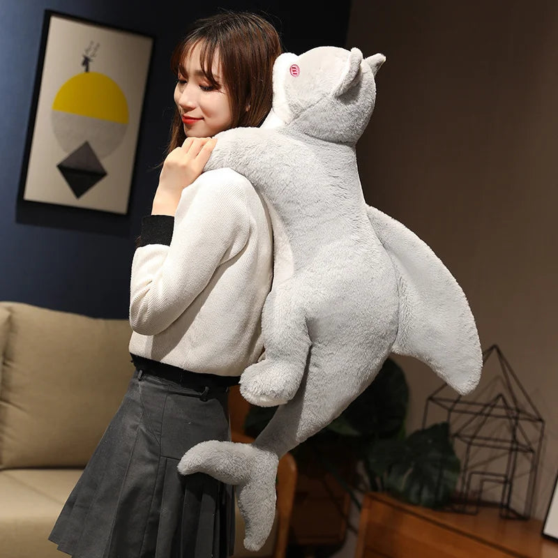 50-90CM Creative Plush Cat Toy Kawaii Cartoon Shark Cat Body Soft Doll Kids Toys Shark Pillow Cushion Birthday Gift for Children