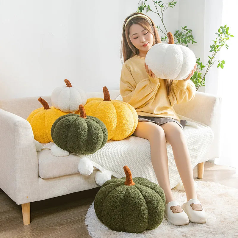 20/35CM Luxury Woody Decor Pumpkin Shaped Pillow Nordic Style Room Decor Pillow Plush Sofa Living Room Bedside Bed Cushion