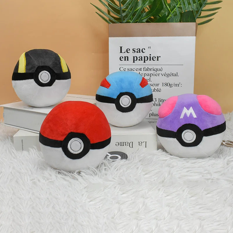 4PCS Poké Ball Stuffed Toy Plush Doll Pocket Monster Children's Toy Master Ball Great Ball Ultra Plush Pendant Kids Gifts