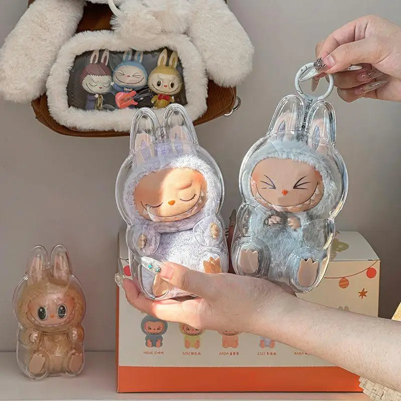 For Labubu V2 protective cover labubu plush doll dust box going out portable doll pendant pain bag