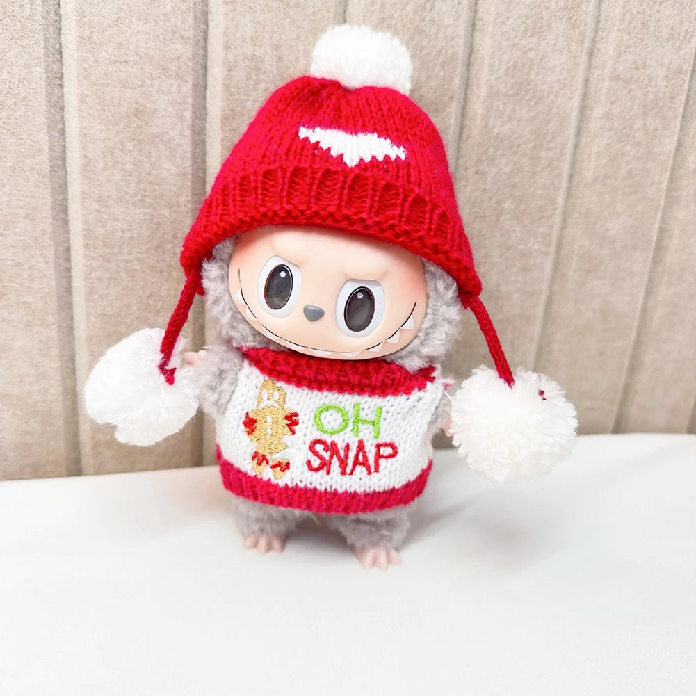 Mini Doll'S Clothes Outfit Accessories For Korea Kpop Exo Labubu Idol V1 V2 Christmas Cookie Man Sweater Hat New Year Clothes