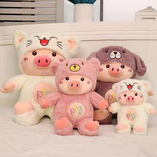 1pc Cute Piggy Plush Toy Kawaii Soft Stuffed Animal Doll Throw Pillow Christmas Halloween Birthday Gifts For Girl