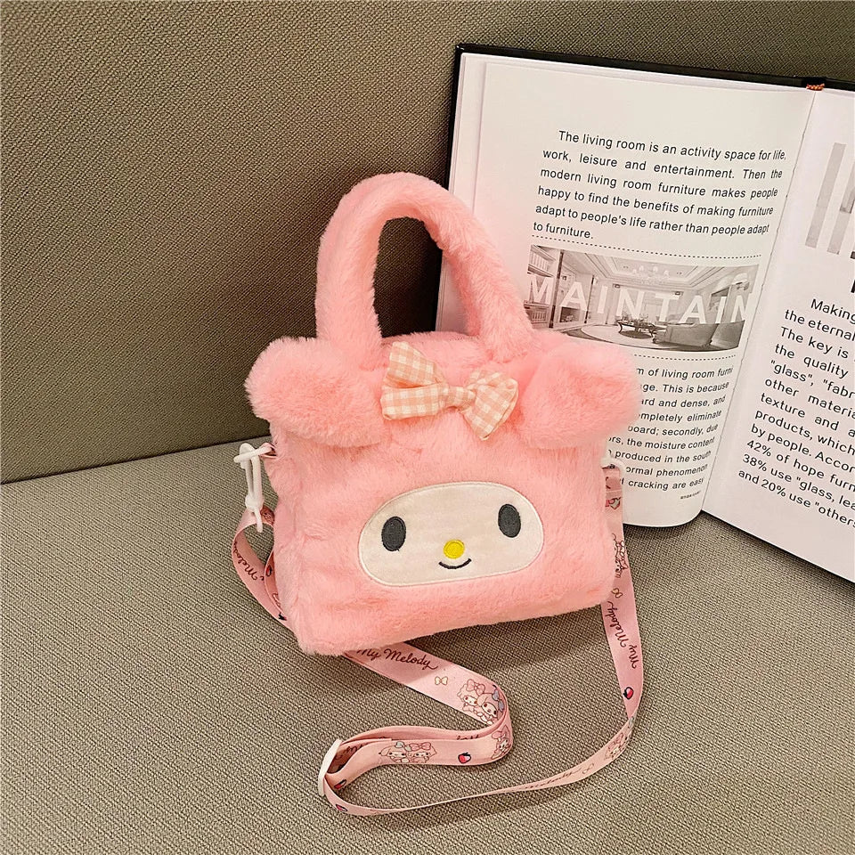 Sanrio Bag Kawaii Kuromi Cinnamoroll My Melody Cartoon Anime Plush Handbag Cosmetic Bag Travel Storage Bag Women Girl Gifts