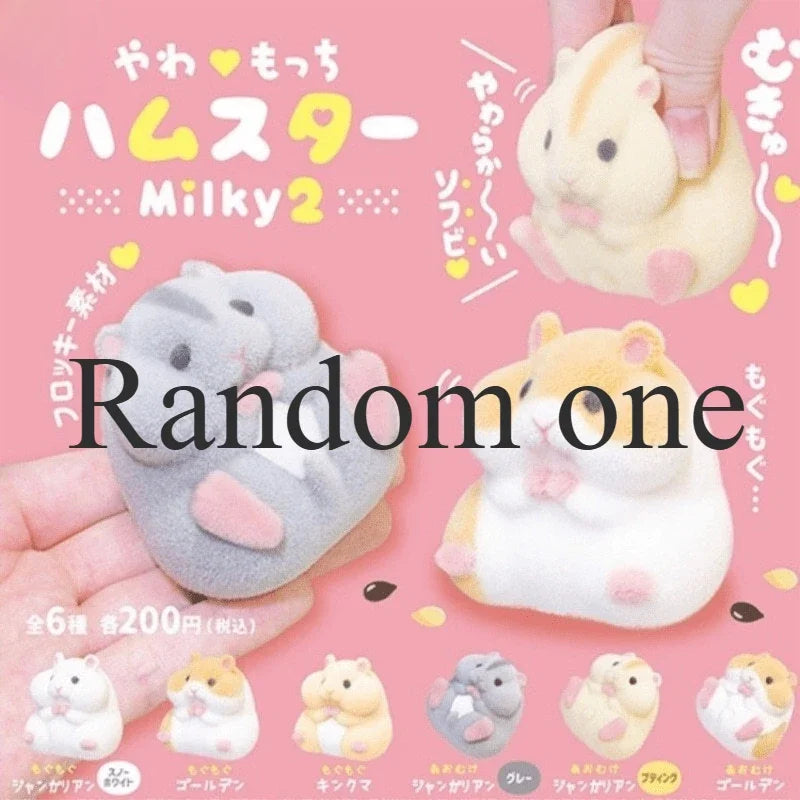 Gashapon Capsule Toy Kawaii Fatty Milky Soft Hamster Cute Flocking Plush Dolls Squeeze Anti Stress Relief Squishy Kids Gifts