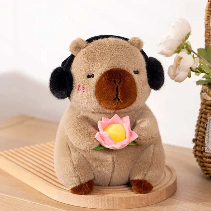 1 Piece New Cute Capybara Plush Toy Stufed Animals Capybara Soft Doll Hold Flower Kids Toys Birthday Gift