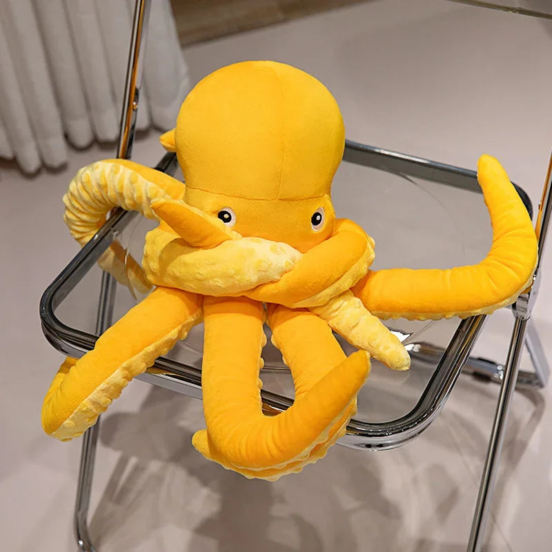 30/40/50CM Simulation Yellow Octopus Plush Toy Lifelike Stuffed Animals Plushies Doll Cartoon Soft Pillow Xmas Birthday Gift