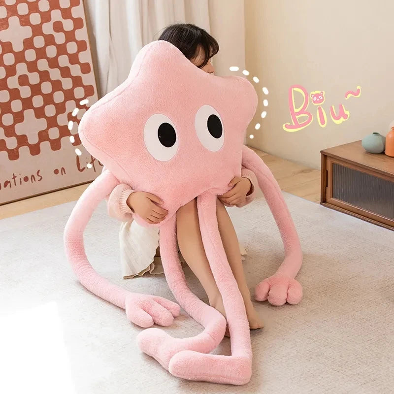 Long Cuddly Legs Pentagon Stars Strip Throw Pillow Kawaii Giant Pink Cherry Blossom Plush Toy Headrest Cushion Photo Ornaments