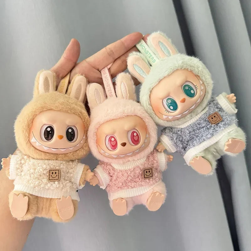 For 1st/2nd generation Labubu clothes sitting party baby clothes circle face shirt Mini Plush Doll'S Clothes Outfit Accessories