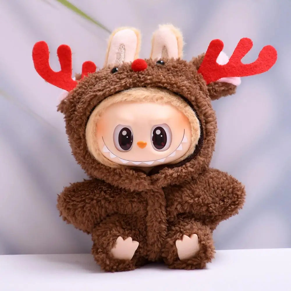 For 17cm Labubu V1 V2 clothes Christmas reindeer outfit cute baby clothes Dolls Accessories Cute Decoration Little Clothes