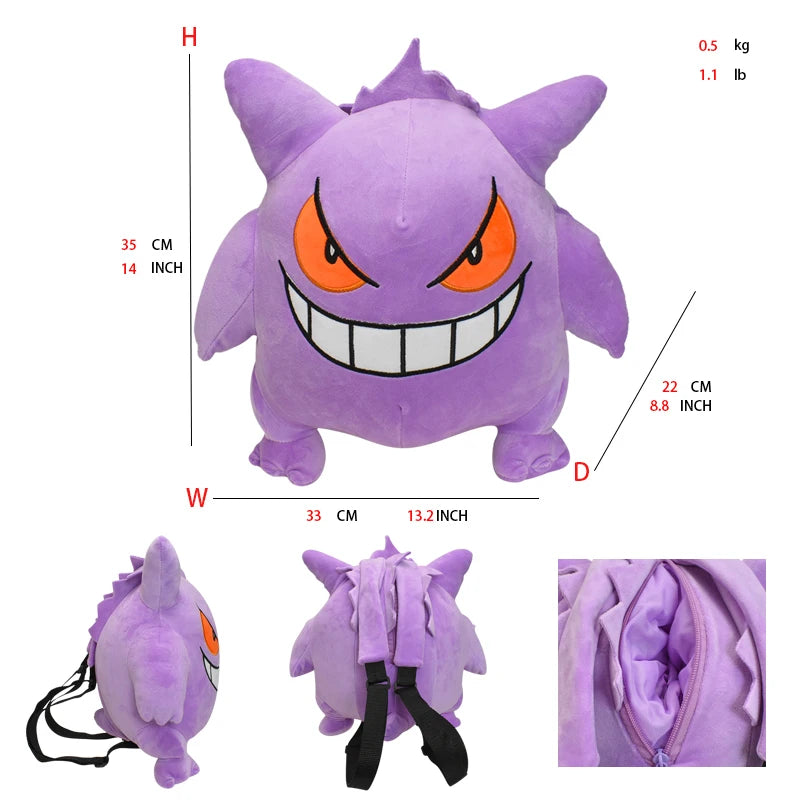 15 Styles Anime Mario Koopa Backpack Pokemon Charizard Mimikyu Eevee Snorlax Gengar Mew Plush Stuffed Toys Cartoon Peluche Dolls