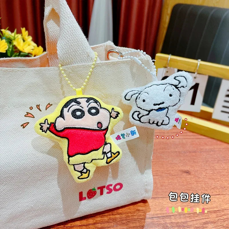 Genuine Crayon Shin-chan Cute Plush Doll Car Keychain Children's Creative School Bag Pendant Animation Peripheral Holiday Gift