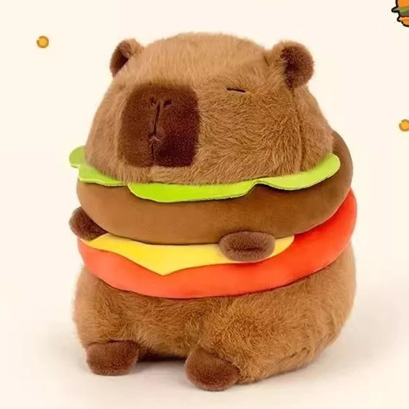 Internet Celebrity Hamburger Capybara Plush Toy Cute Capybara With Birthday Hat Plush Toy, Sleeping Pillow,Best Holiday Gift Kid