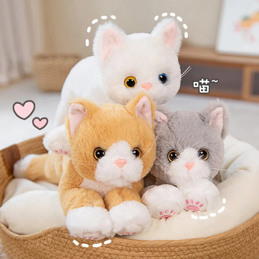 53CM Cute Simulated Cat Doll Plush Toy Stuffed Soft Animal Plush White Gray Kitten Pillow Kids Girls Birthday Gift Pet Toys