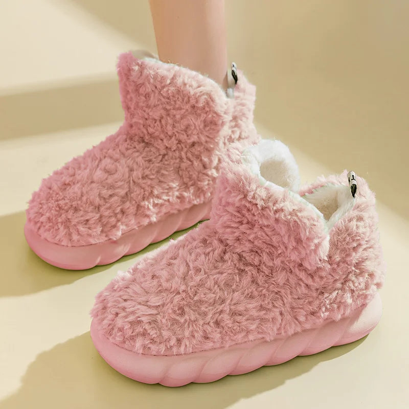 Cotton slippers for women's autumn and winter home use, new indoor plush bags with warm heels for external wear