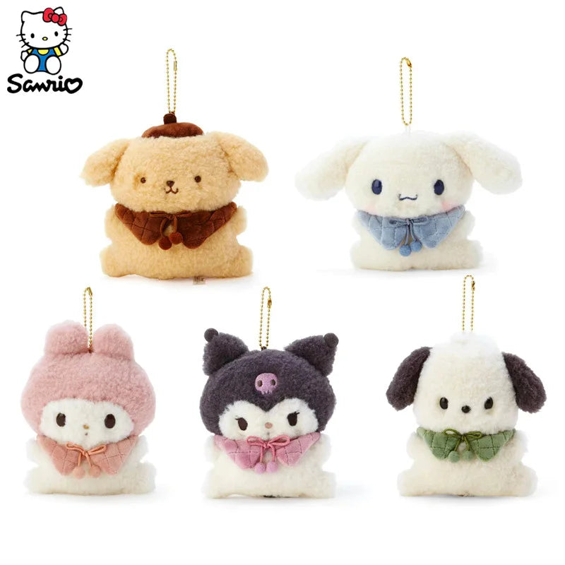 Sanrio Plush Keychain Dolls Pochacco Kuromi Split Series Doll Cinnamonroll Melody Backpack Pendant  Children's Plush Toys Gifts