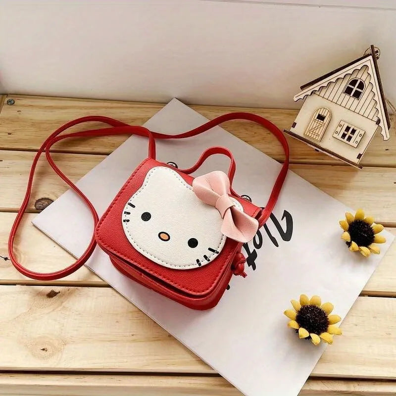 Sanrio Hello Kitty Kawaii Cute PU Shoulder Bag New Fashion Trendy Women's Crossbody Bag with Bow Perfect Gift for Girlfriend