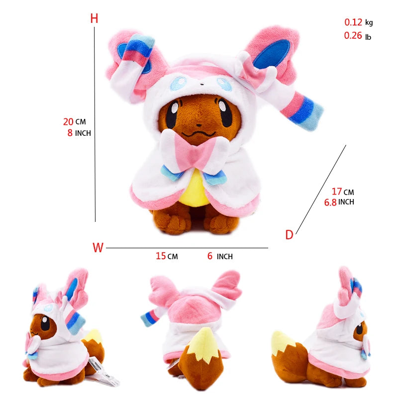 8 Styles Eevee Cosplay Pokemon Plush Toys Eevee Cos Sylveon Espeon Flareon Cute Cartoon Jolteon Peluche Stuffed Dolls Gifts