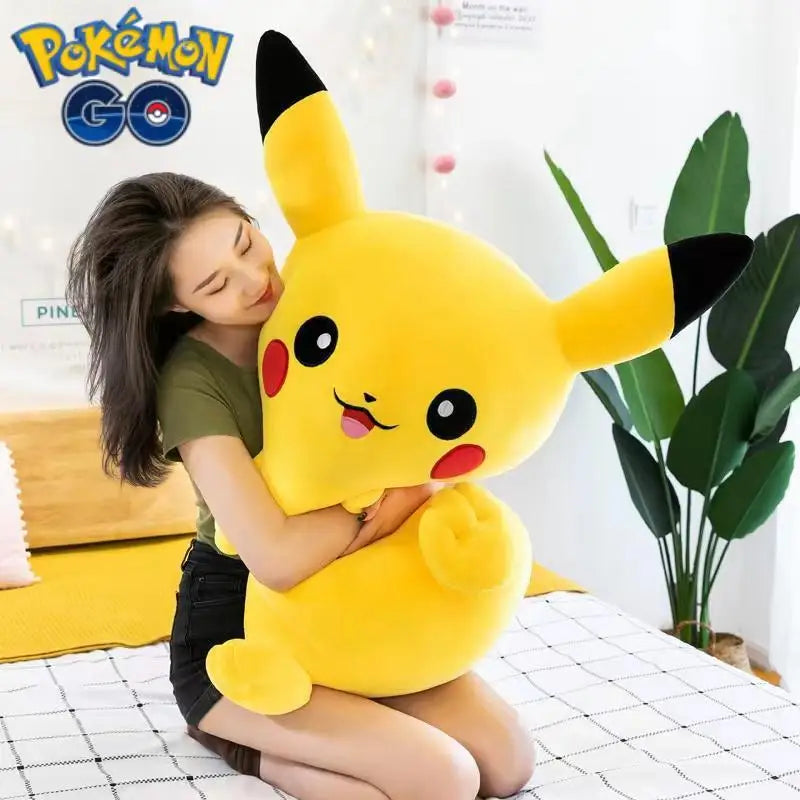 Pokémon series anime cute down cotton smiling face Pikachu doll plush toy children's smiling face Pikachu rag doll birthday gift