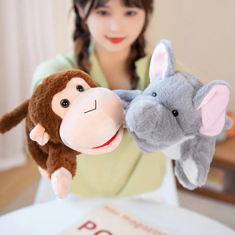 Stuffed Plush Animals Toys Hand Finger Story Puppet Kawaii Dolls Educational Baby Toys Lion Elephant Bunny Monkey Children GIft