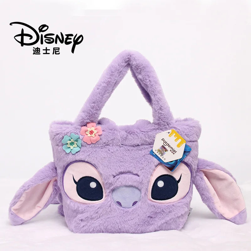 Disney Stitch Authentic Angie Doll Plush Toys New Purple Lavender Angie Milk Tea Cup Hair Doll Stitch Bags Backpacks Plush Toy